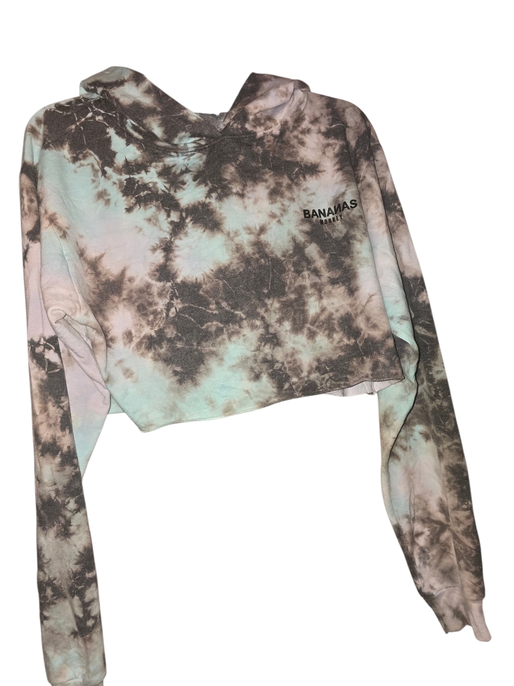 BANANAS Monkey Tie-Dye Top in Black and Light Blue